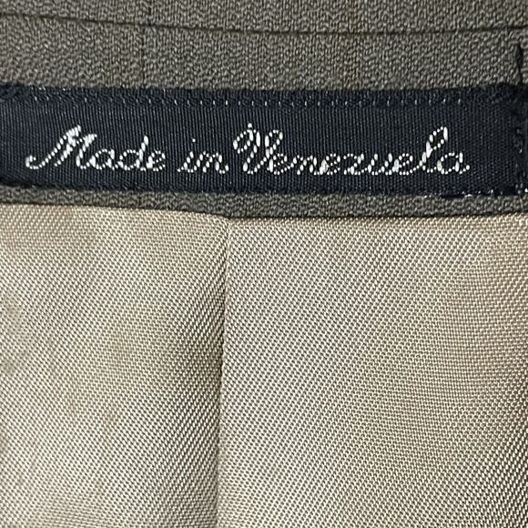Vtg 80s Rimeris Studio Olive Green Wool Double Breasted Blazer Wall St Jacket 40 - Picture 4 of 12
